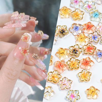 100Pcs Flower Nail Charms Flatback Resin Charms Design 3D Flowers Nail Gems and Charms Supply Acrylic Spring Blossom Tiny Flowers Nail Art Charms for Women DIY Manicure Nail Jewel Decor Accessories
