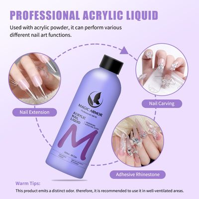 8FL.OZ Acrylic Liquid Monomer Acrylic Nail Liquid Non-Yellowing Professional EMA Monomer Liquid for Acrylic Nail Extension and Carving, DIY Home Nail Salon Use