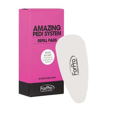 ForPro Professional Collection Amazing Pedi System Refill Strips, White, 80 Grit, Pedicure File Refills, 5 L x 2.5 W, 20-Count