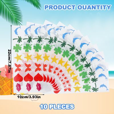 210PCS Tanning Stickers for Body, Self Adhesive Removable Tanning Stickers Heart Lips Butterfly Dolphin Sunbathing Sticker for Woman Kids Summer Beach Face Body Accessories (7 Styles)