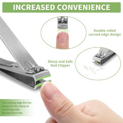 Mia Klein Premium Nail Clippers Set | Stainless Steel with Built-in File | 3.1 Toenail & 2.2 Fingernail Clippers for Men & Women | Curved Blades for Precision Cutting & Easy Grip (Silver)