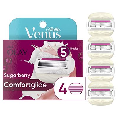 Gillette Venus ComfortGlide plus Olay Sugarberry Womens Razor Blade Refills, 4 Count