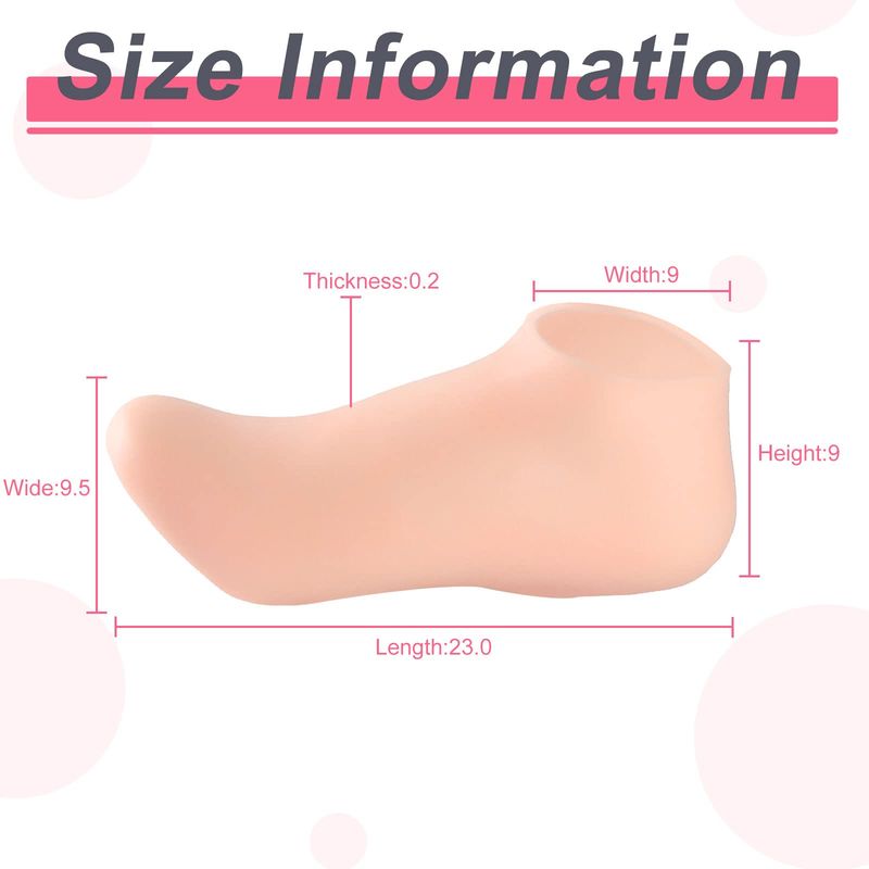 SATINIOR Silicone Socks 3 Pairs Latex Gel Aloe Heel Anti Slip Silicone Moisturizing Socks for Women Men Dry Cracking Skin(X-Large)