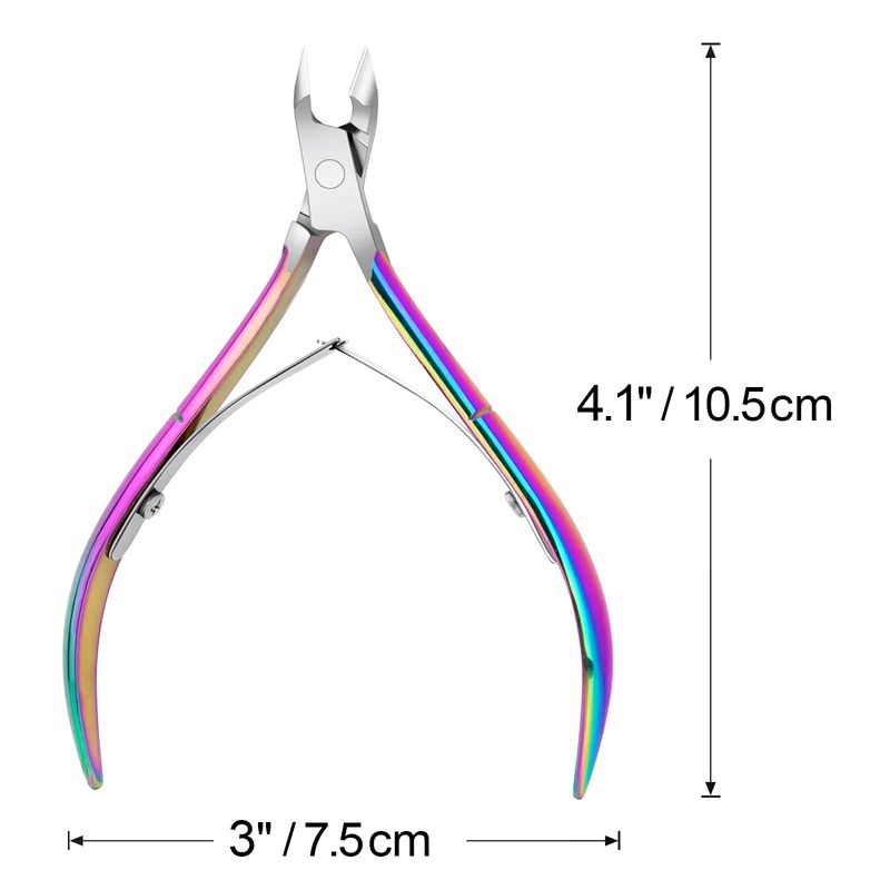 4 Packs Cuticle Nipper, Premium Stainless Steel Cuticle Trimmer for Manicure &amp; Pedicure at Home/Spa/Salon Rainbow Color