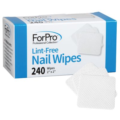 ForPro Professional Collection Lint-Free Nail Wipes, 2 x 2, Non-Woven Fabric Nail Wipes for Nail Polish Removal, White, 240-Count