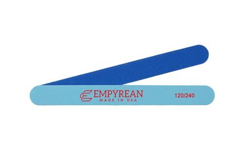Empyrean Premium Nail Files | Made in USA | Coarse 120/240 Fine | Professionals Choice | Disinfectable Washable Reuseable | Blue Nail File