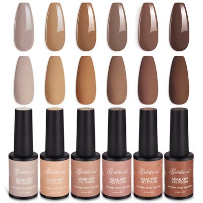gelike ec Brown Gel Nail Polish Set: Nude Brown 2025 Gel Polish Colors Neutral Nail Polish Kit Soak Off Gel Polish Nail Art DIY Gift for Girls Women