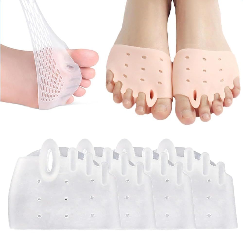 ISASAKA Hyggear Silicone Toe Separator, Hyggear Toe Separators, Hyggear Toe Spacers, 4 Pairs, Ball of Foot Cushions, Breathable &amp; Soft (Transparent)