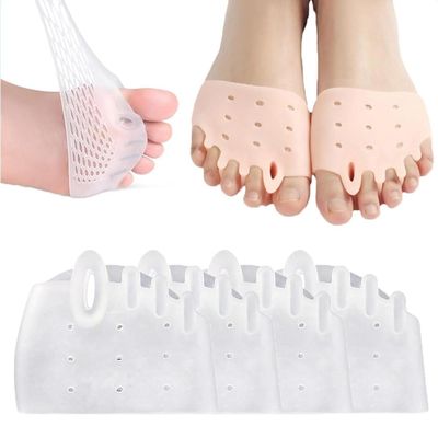 ISASAKA Hyggear Silicone Toe Separator, Hyggear Toe Separators, Hyggear Toe Spacers, 4 Pairs, Ball of Foot Cushions, Breathable &amp; Soft (Transparent)