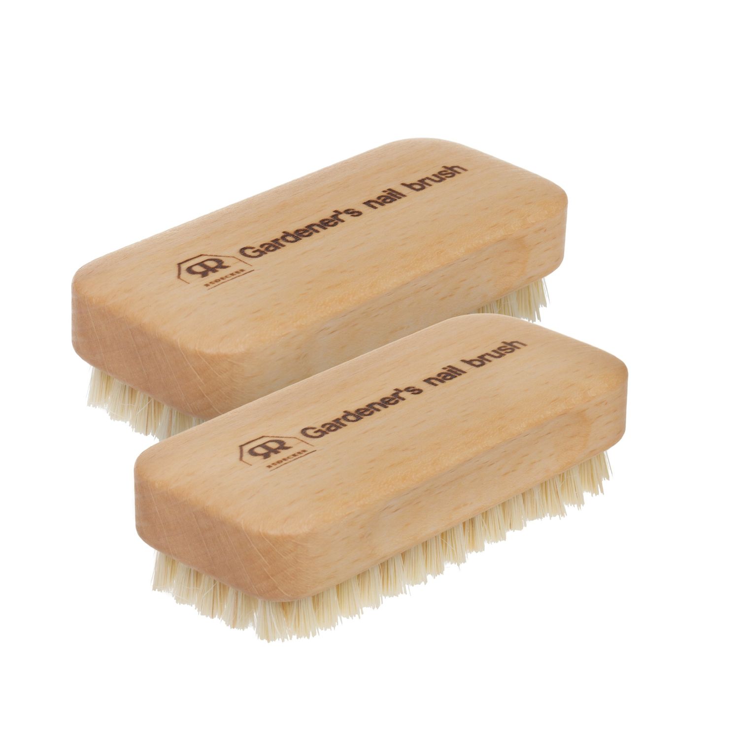 Redecker Beechwood Gardeners Nail Brush with Hard Plant Fiber Bristles, Set of 2, 4-Inches