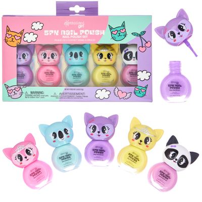 Expressions 5pc Critter Character Nail Polish Set for Girls -Water Based Colorful Novelty Nail Polishes, Safe and Non Toxic Manicure Set &amp; Pedicure Kit