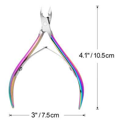 4 Packs Cuticle Nipper, Premium Stainless Steel Cuticle Trimmer for Manicure &amp; Pedicure at Home/Spa/Salon Rainbow Color