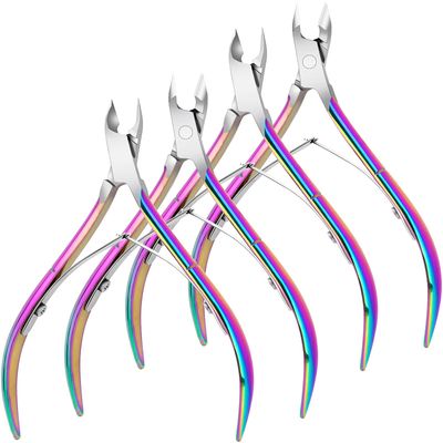 4 Packs Cuticle Nipper, Premium Stainless Steel Cuticle Trimmer for Manicure &amp; Pedicure at Home/Spa/Salon Rainbow Color
