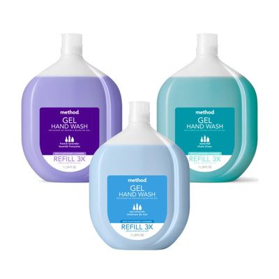 Method Gel Hand Soap Refill Variety Pack, 1 Waterfall, 1 French Lavender, 1 Sea Minerals, 34 Fl Oz each, 3 CT