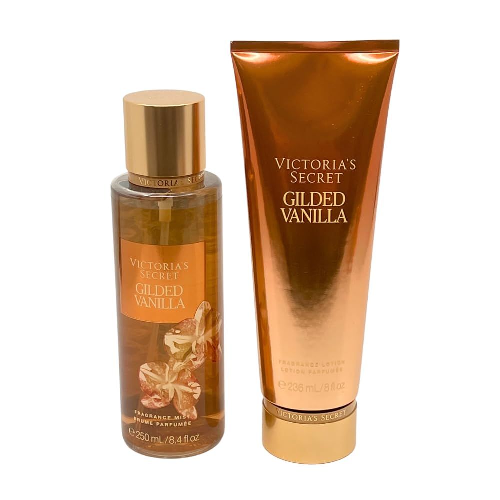 Victorias Secret GILDED VANILLA Fragrance Mist &amp; Lotion 2-piece bundle for Women - Full Size