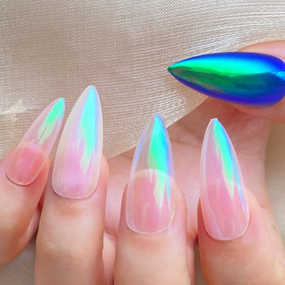 FNNZ Unicorn Chrome Nail Powder, Aurora Unichrome Mermaid Aurora Pigment Pearlescent Nail Art Glitter Dust Decoration for Home DIY Salon Manicure - Ocean Glimmer