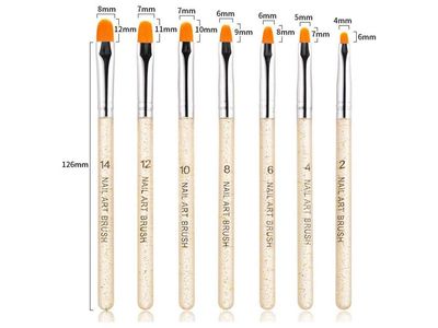 Aoshang 7Pcs Uv Gel Nail Brush, Poly Extension Gel Brush, Nail Art Tips Builder Painting Pen Set(No.2/4/6/8/10/12/14)