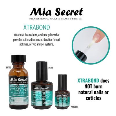 Mia Secret 3PCS No Burn Acid Free Primer Xtra Bond Acrylic Uv Gel 0.5 Fl Oz