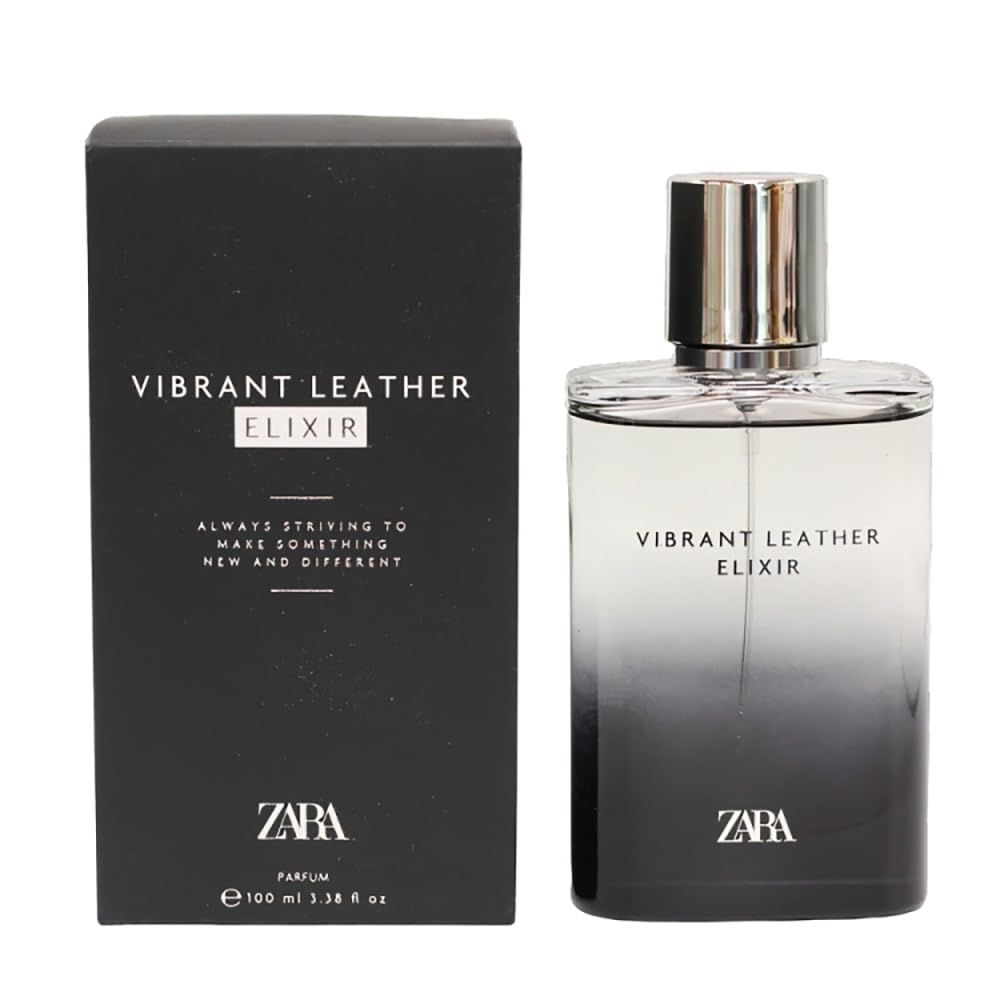 Zara Vibrant Leather Elixir Men Perfume Intense &amp; Long Lasting Fragrance with Bergamot Leather Patchouli &amp; Papyrus Scent EDP Eau de Parfum 100ml (3.4 fl. oz.)
