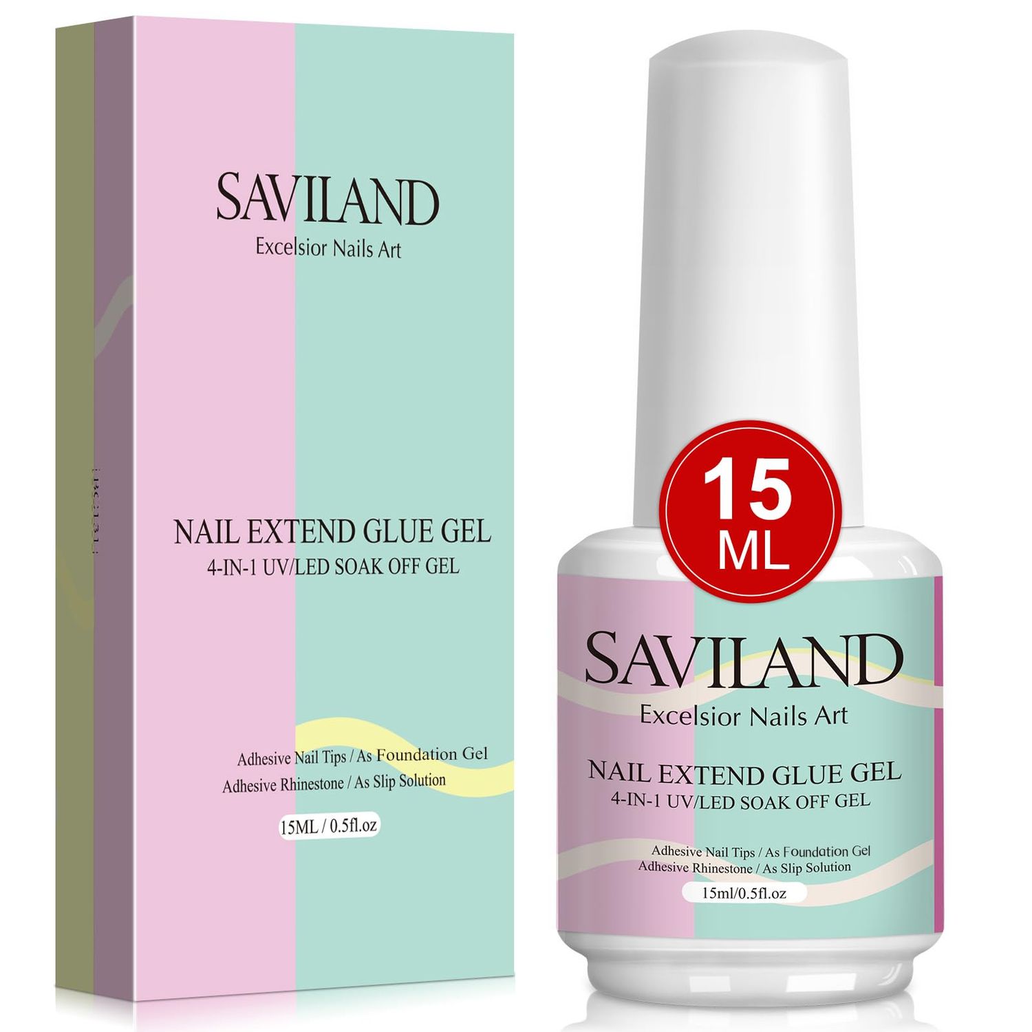 SAVILAND Gel Nail Glue: 15 ML Gel Nail Glue U V Nail Glues Super Strong Nail Glues for Press Ons, Long Lasting Nail Tips Manicure Art Tool Nail Lamp Needed