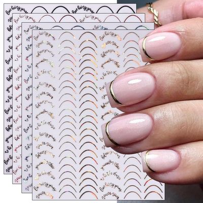 JMEOWIO 9 Sheets French Tip Line Nail Art Stickers Decals Self-Adhesive Pegatinas Uas Colorful Nail Supplies Nail Art Design Decoration Accessories