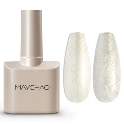 MAYCHAO 15ML Pearl Gel Nail Polish Pearlescent Shell Shimmer Mermaid Aurora Gel Polish Swirl Thread Effect Soak Off UV LED Lamp Curing for Nail Art Manicure Salon DIY at Home, 0.5 OZ