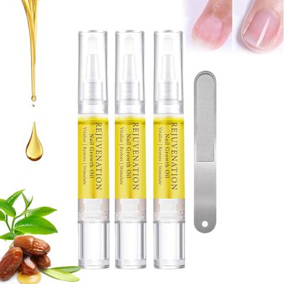 Rejuvenation Nail Growth Oil with Nail File Instant Nail Strength &amp; Repair Nail Growth Oil Rejuvenation for Brittle, Peeling, Breaking, Thin Nails(3PCS Single)