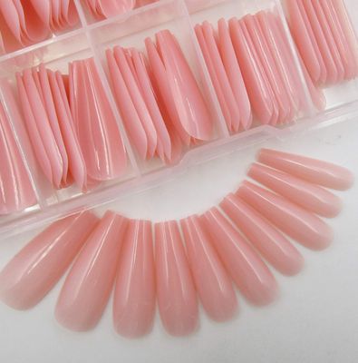 100pc Colored Coffin Press on Nails Long Nude Ballerina False Fake Nail Tips Full Cover Manicure Design Acrylic Nails for Women Teen Girls (Nude)