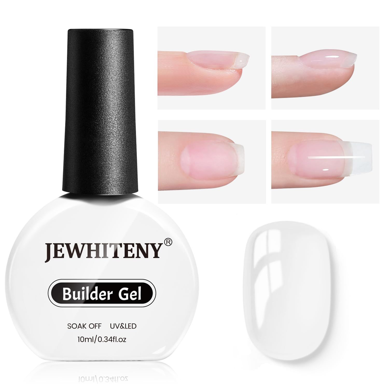 JEWHITENY 10ML Builder Gel - Clear Nail Extension, Strengthener, Long Lasting, High Effects Nail Art Design Manicure