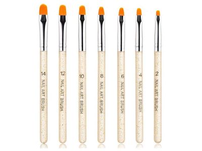Aoshang 7Pcs Uv Gel Nail Brush, Poly Extension Gel Brush, Nail Art Tips Builder Painting Pen Set(No.2/4/6/8/10/12/14)