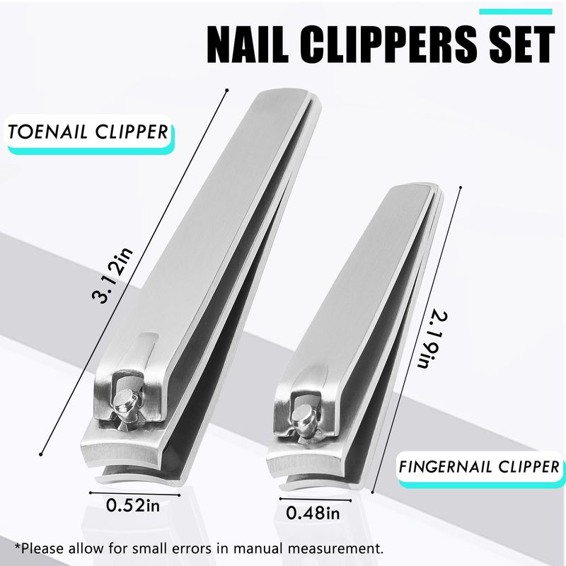 firiKer Nail Clippers Set,Sturdy Stainless Steel Ingrown Toenail and Fingernail Clipper Cutters with Sharp Curved Blades,Nail Clippers for Men Women(Silver)