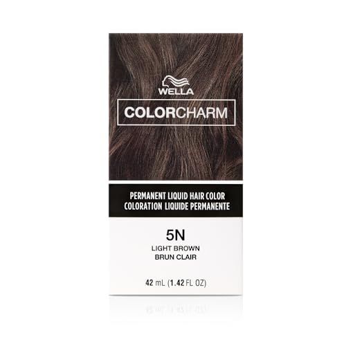 COLORCHARM Permanent Liquid Hair Color for Gray Coverage| 5N Light Brown | 1.4 Fl Oz