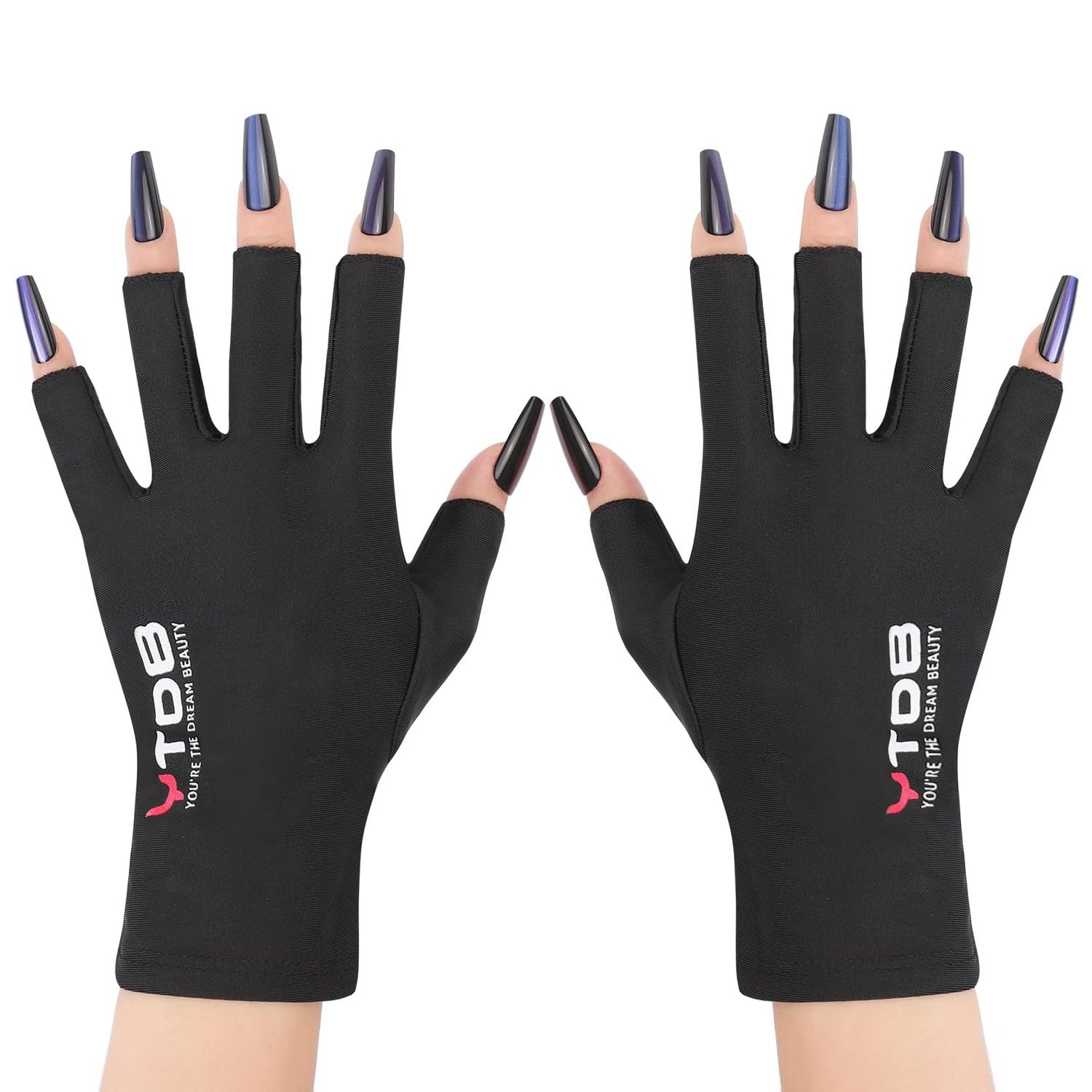 YTDB UV Gloves for Gel Manicures UPF200 Fingerless Nail Lamp Protection with Breathable Design (Home &amp; Salon Use)