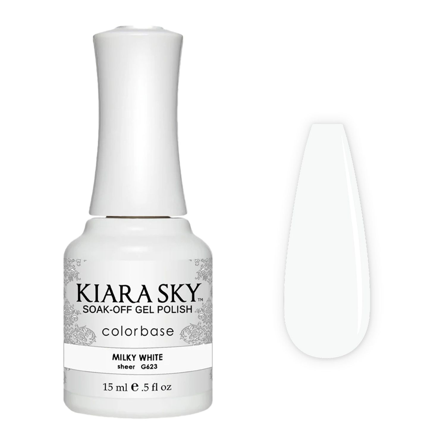 KIARA SKY Soak Off Gel Nail Polish 0.5 fl oz, MILKY WHITE (G623)