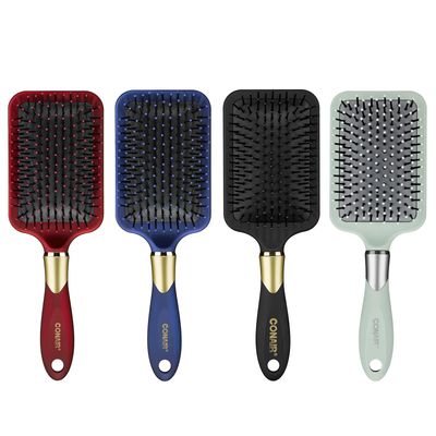 Conair Velvet Touch Paddle Cushion hair brush - Detangling hairbrush - curly or straight styles - men or women - detangler - features soft touch handle - Colors at Random