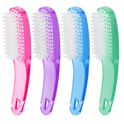 Larbois Nail Brush for Cleaning Fingernails, 4Pack Handle Grip Nail Brushes Fingernail Brush for Cleaning Nail Scrub Brush for Toes and Nails Women Men (Color3)