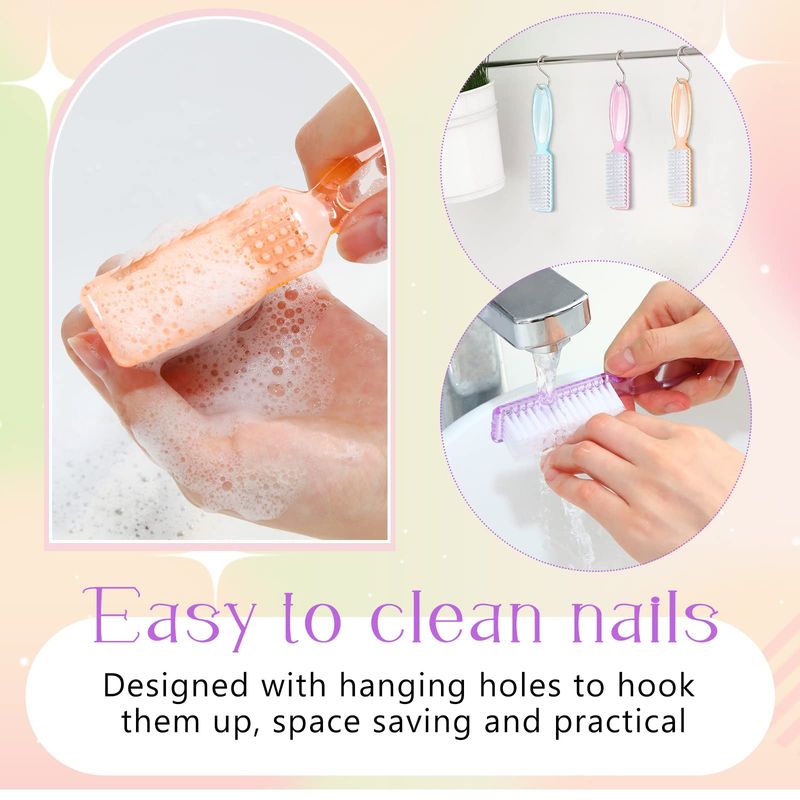 Patelai 30 Pcs Nail Scrubber Brushes Bulk Handle Grip Manicure Brushes for Cleaning Fingernails Pedicure Cleaning Brush for Toes and Fingernail Cleaning(Clear Colors)