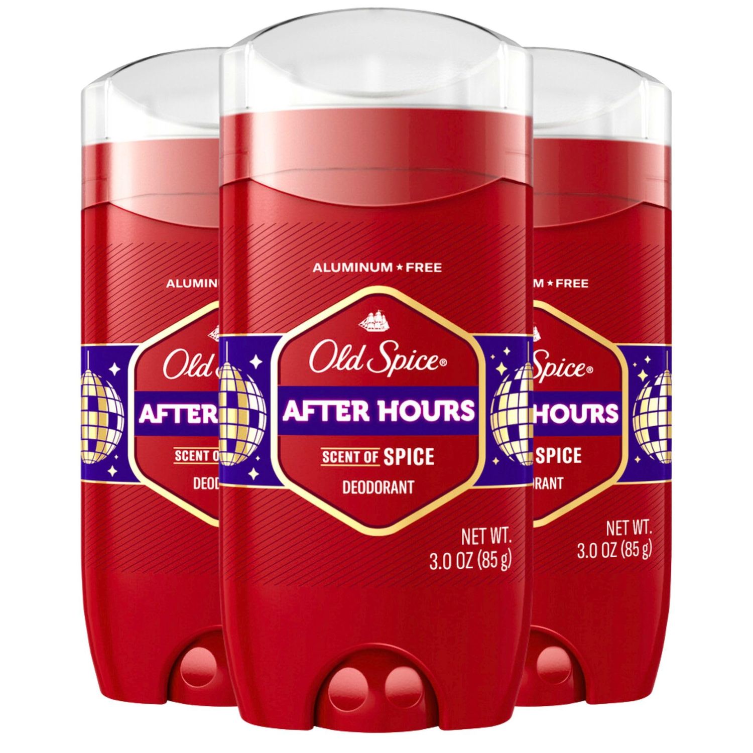 Old Spice Aluminum Free Deodorant for Men, 24/7 Odor Protection, 24/7 Freshness &amp; Lasting Scent, Afterhours with Spice Scent, 3.0 oz (Pack of 3)