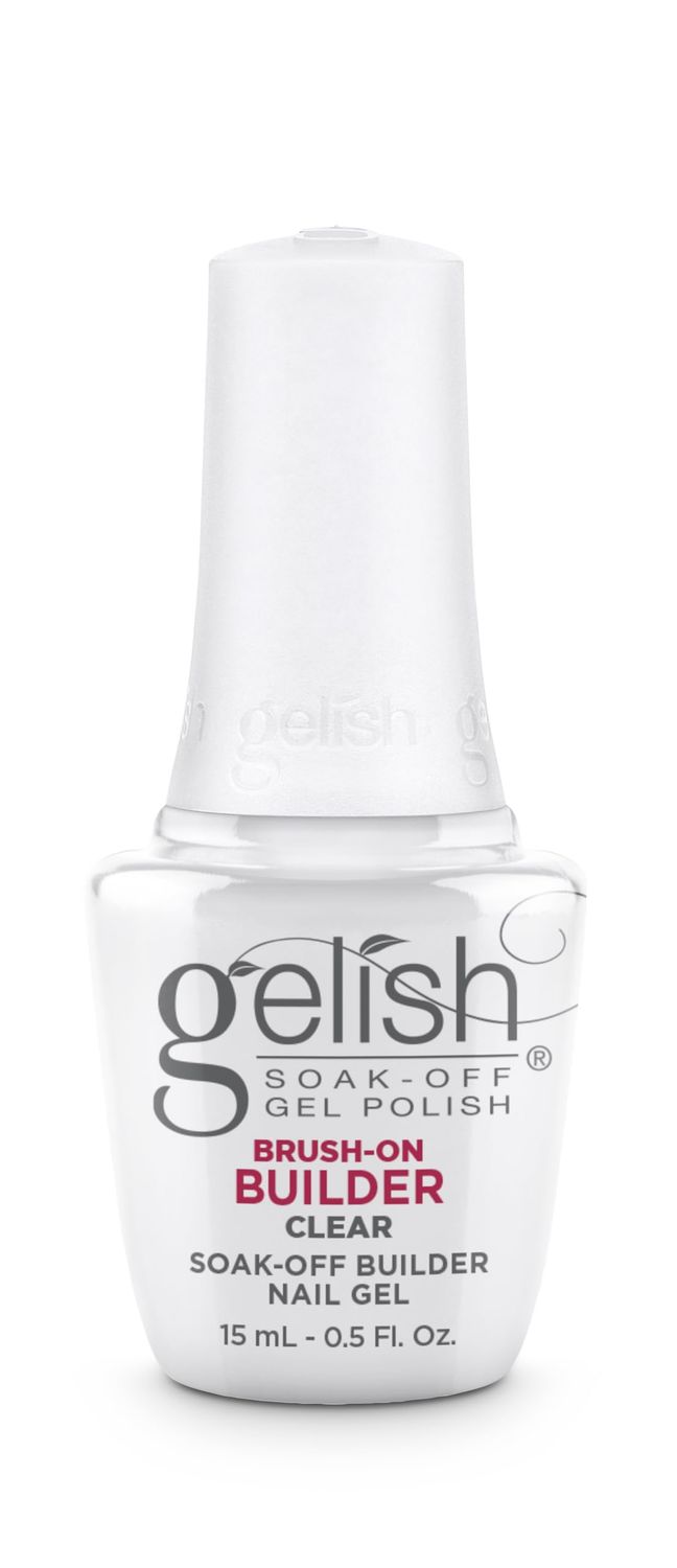 Gelish Brush-On Builder Gel - Professional Soak-Off Gel Polish for Extensions, Overlays, Nail Art - Self-Leveling, HEMA-Free, Vegan, Long-Lasting, UV/LED Curing (Clear, 15mL)