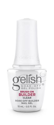 Gelish Brush-On Builder Gel - Professional Soak-Off Gel Polish for Extensions, Overlays, Nail Art - Self-Leveling, HEMA-Free, Vegan, Long-Lasting, UV/LED Curing (Clear, 15mL)