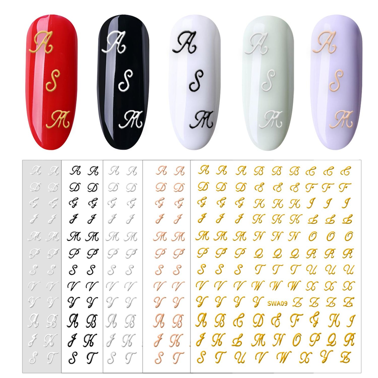 Retro Letters Nail Art Stickers Decals Self-Adhesive 10 Sheets Old Letters Nail Stickers 3D Retro English Nail Art Decals DIY Letter Nail Stickers for Nail Art Decoration Nail Accessories