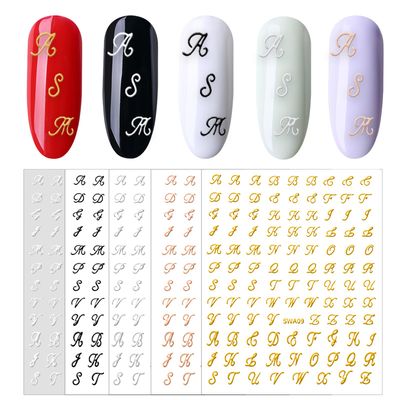 Retro Letters Nail Art Stickers Decals Self-Adhesive 10 Sheets Old Letters Nail Stickers 3D Retro English Nail Art Decals DIY Letter Nail Stickers for Nail Art Decoration Nail Accessories
