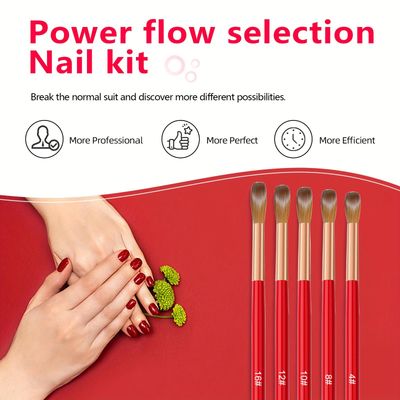 MUSILAN 5PCS Acrylic Nail Brush Set,Professional Acrylic Nail Brushes Size 4 8 10 12 16 for Application Brushes for 3D Nail Art Extension Carving