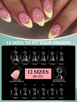 HWHUNO 480Pcs Extra Short Half Cover Almond &amp;Tapered Square Nail Tips Gel x Clear Set,2 Shape Pre Shape XXS for Manicure Art Home DIY Salon 12Sizes
