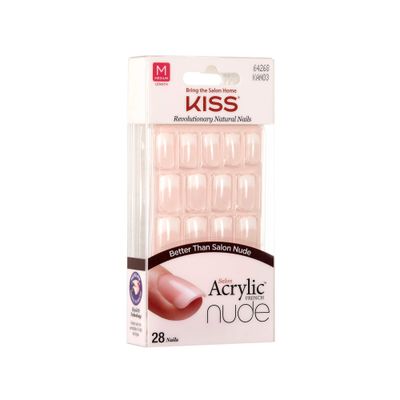 Kiss Salon Acrylic Nude French 28 Count Medium Length Flat (Pack of 2)