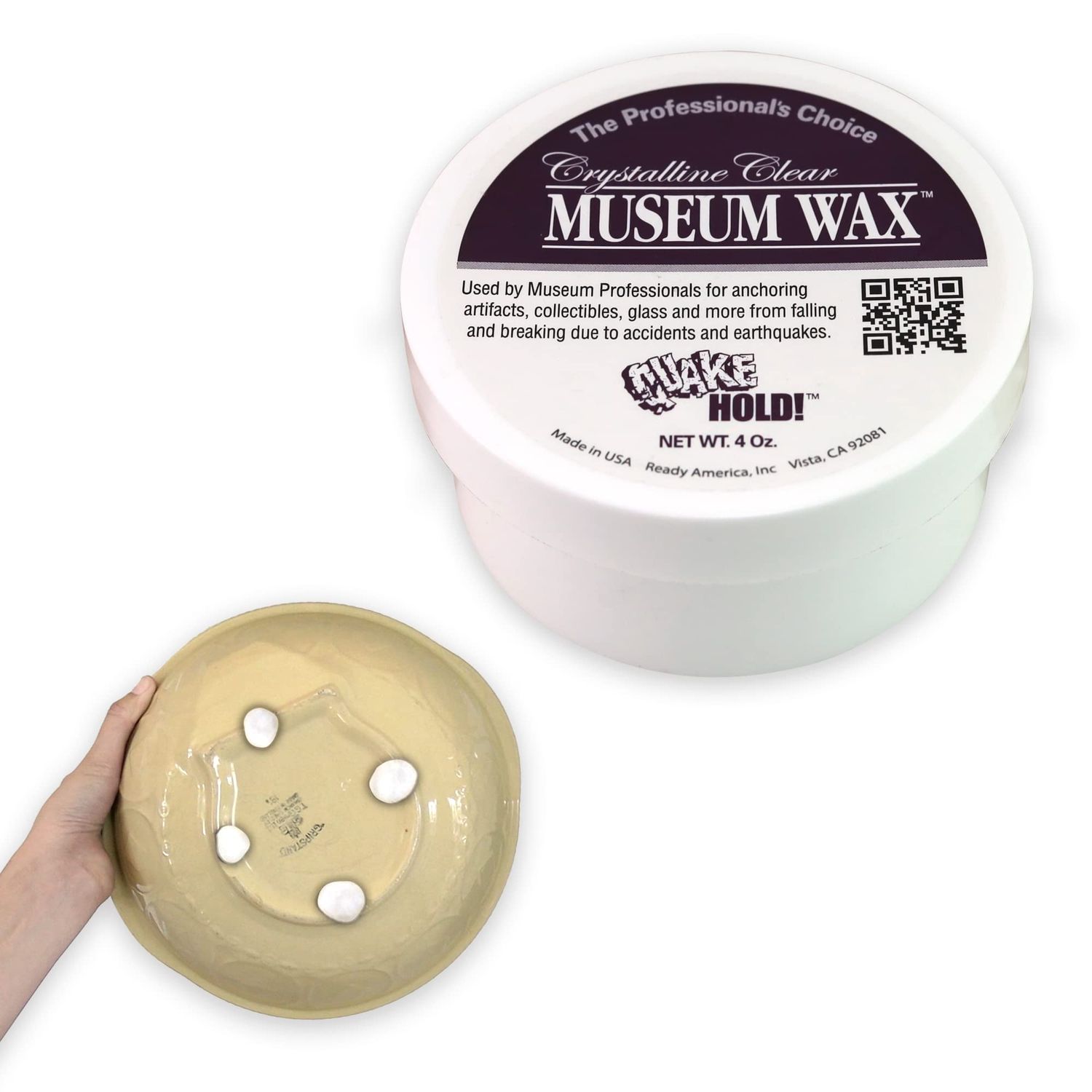 QUAKE HOLD! Ready America Quake Hold Museum Wax, 4 Oz, Clear, Crystalline
