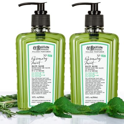 C.O. Bigelow Hand Wash, Rosemary Mint Soap, No. 1526 - Village Perfumer Moisturizing Hand Wash for Bathroom &amp; Kitchen with Aloe Vera, 10 fl oz, Pack of 2