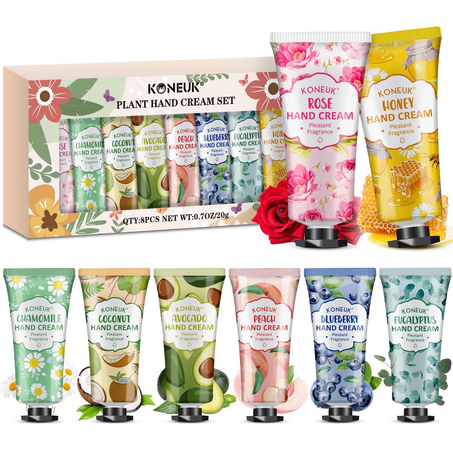 KONEUK 8 Pack Hand Cream Gifts Set For Women, Mini Hand Lotion Travel Size for Dry Cracked Hands, Bulk Hand Cream for Mom Gifts, Bridal Shower Favors, Birthday Gifts and Small Gifts for Women