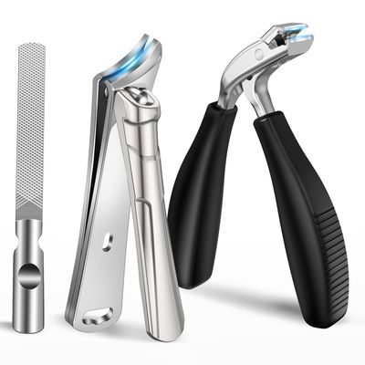 Nailysor Toenail Clippers for Thick Nails for Seniors, Ingrown Nail Clippers for Men Angled Head, Toe Nail Clippers Wide Jaw Opening with Catcher Heavy Duty Non-Slip Handle &amp; Sharp Curved Blade