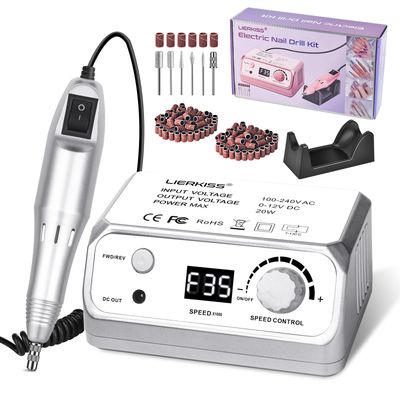 LIERKISS Professional Nail Drill 35000RPM Drill Nail Electric Nail File Dril Nails with 100pcs Sanding Bands and Nail Drill Bits for Acrylic, Gel Nail Manicure &amp; Pedicure